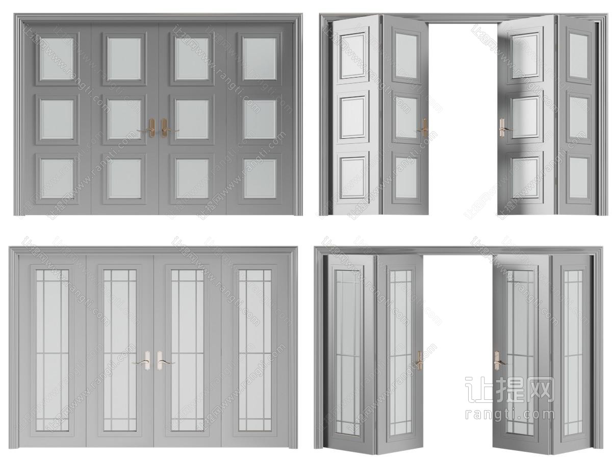 美式灰色双扇推拉门