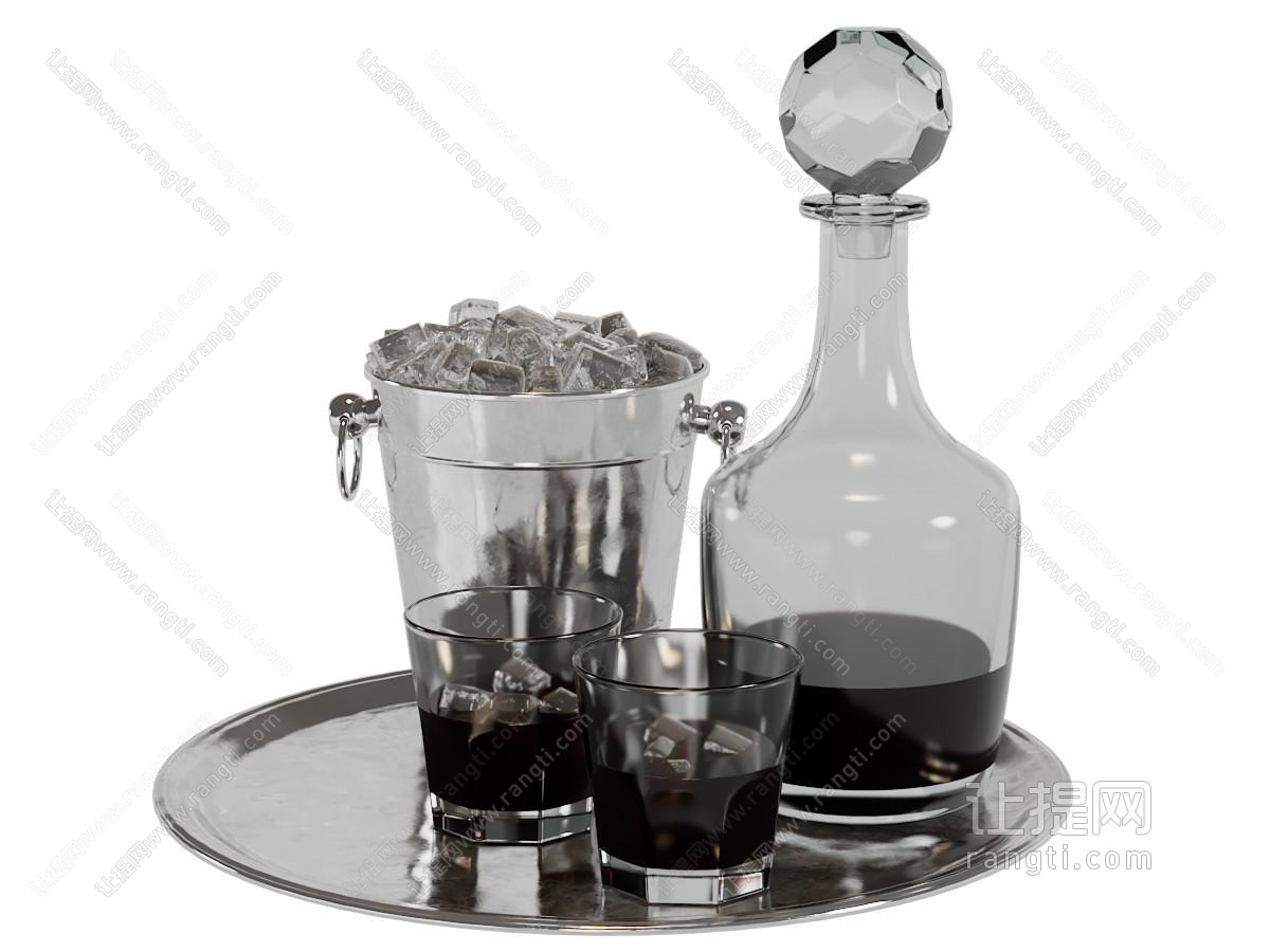 托盘冰桶酒瓶酒杯
