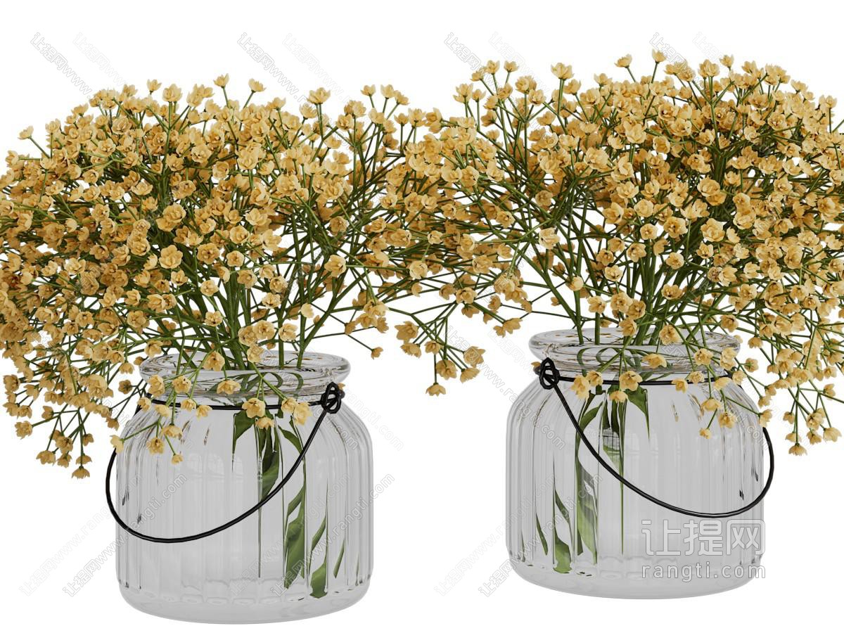 现代玻璃花瓶花卉