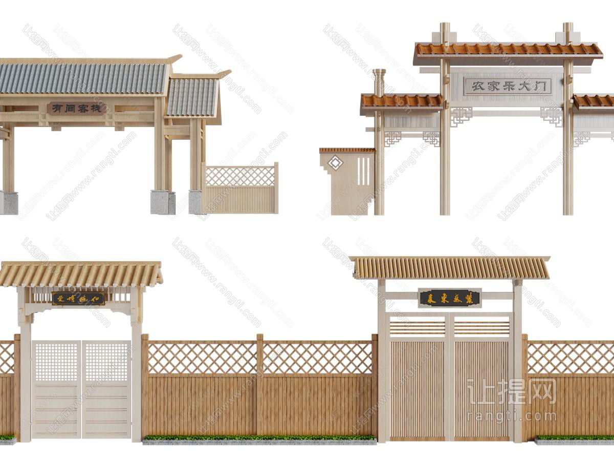 中式仿古建筑大门