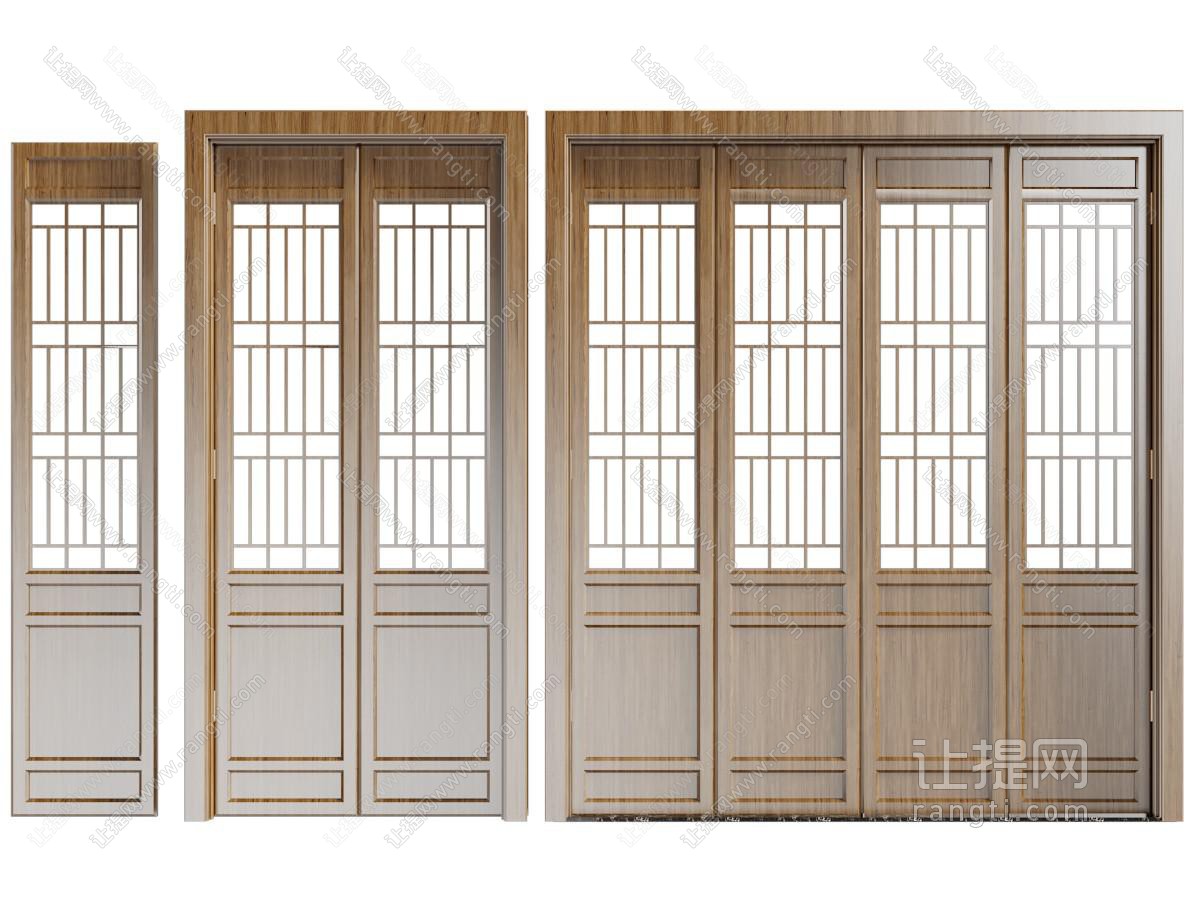新中式实木推拉门