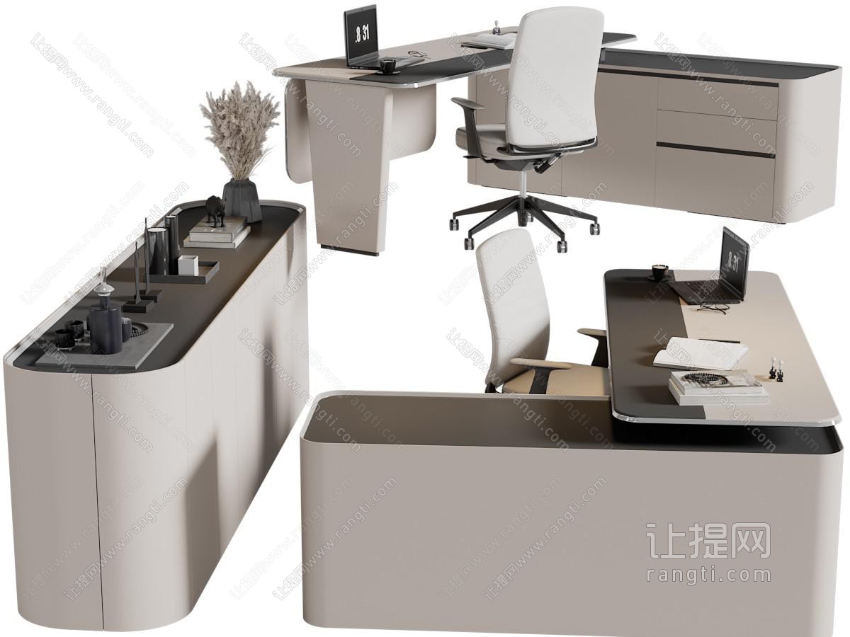 现代老板台、办公桌椅组合