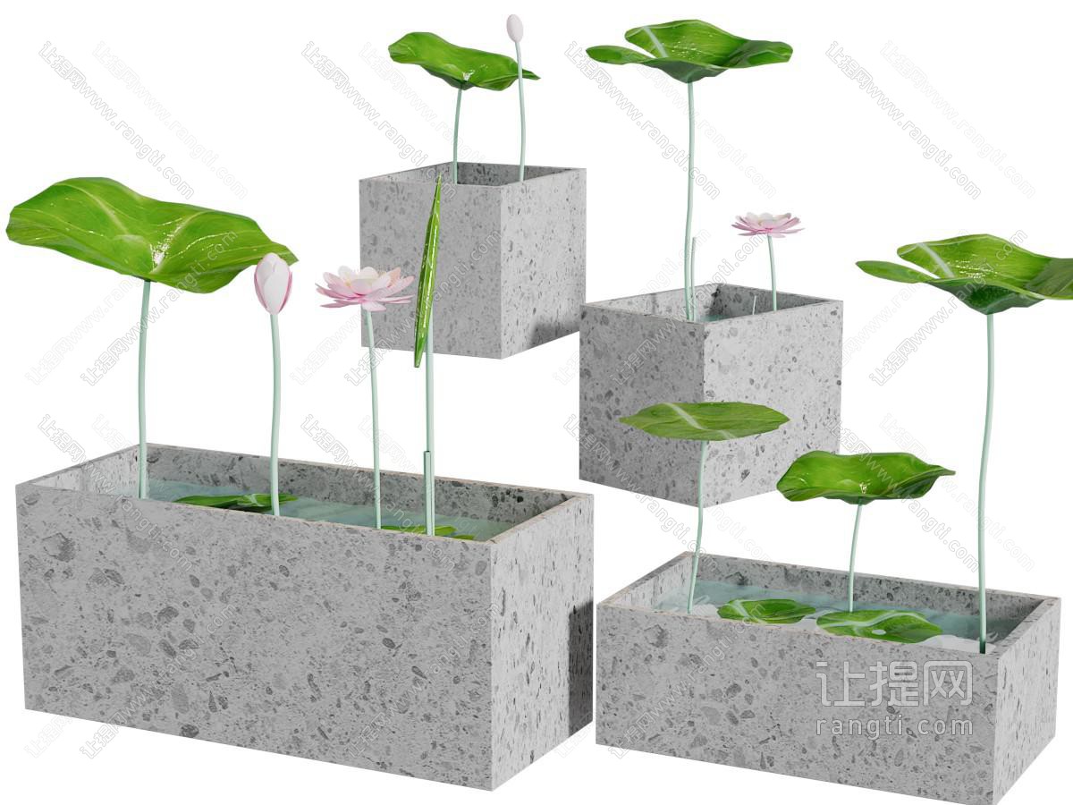 中式荷花池景观园艺小品