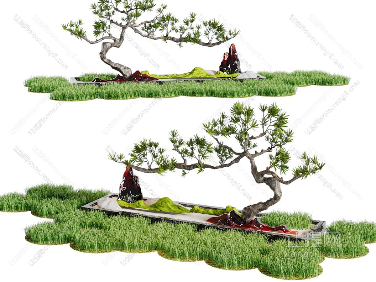 中式松树景观园艺小品