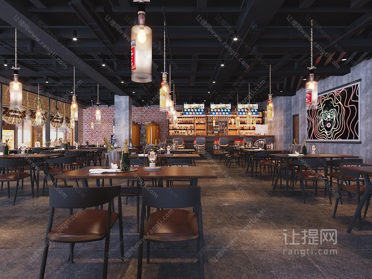 工业loft饭店餐馆就餐区