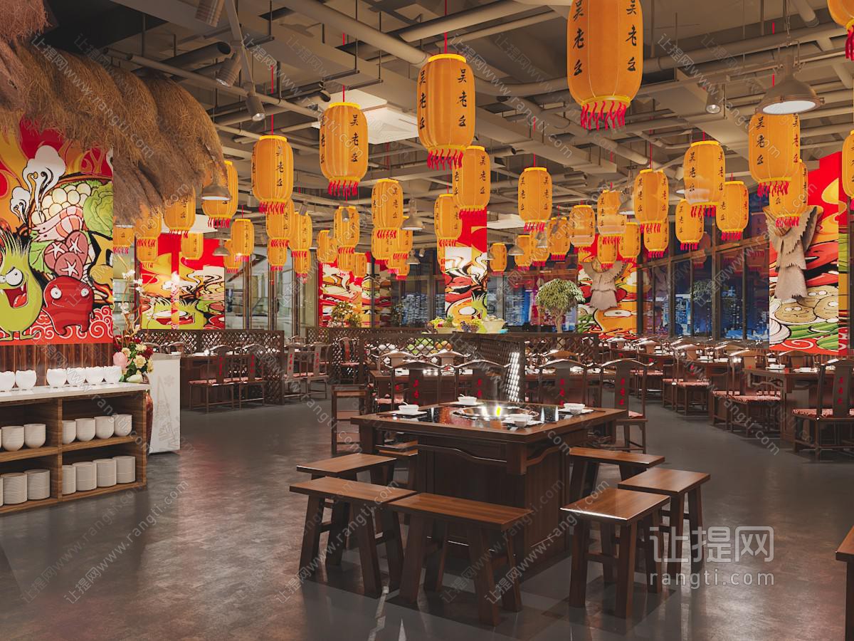 中式民宿饭店餐馆就餐区