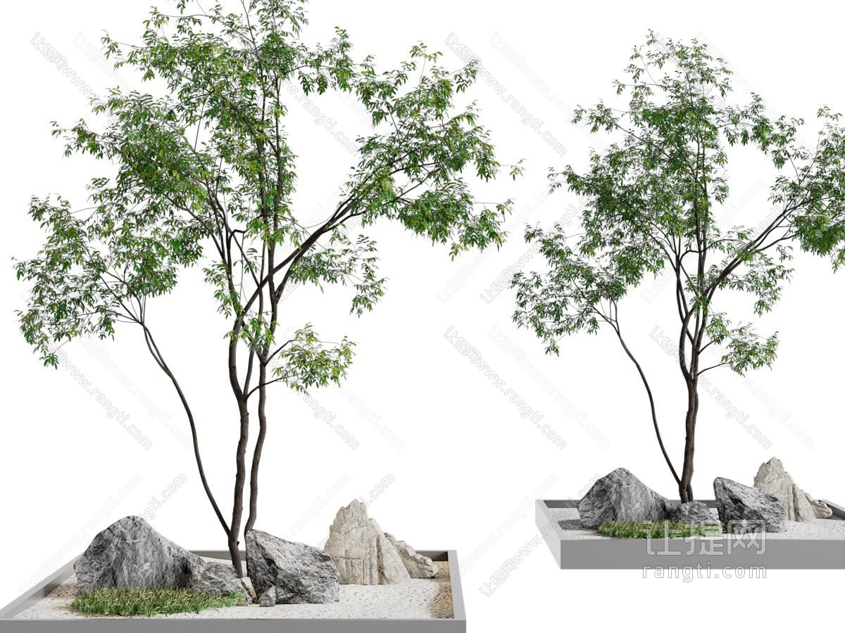 新中式花坛大树景观园艺小品