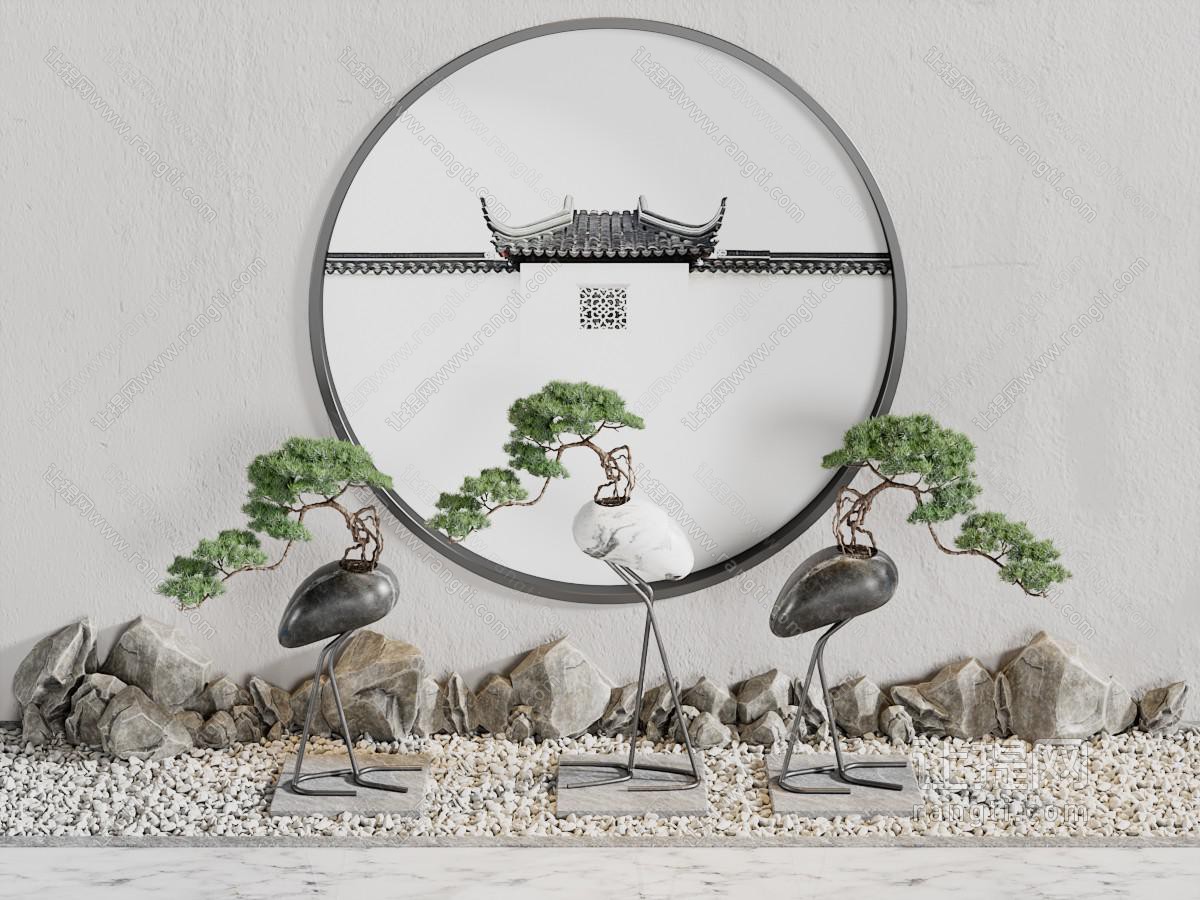 中式景观墙、石头园艺小品