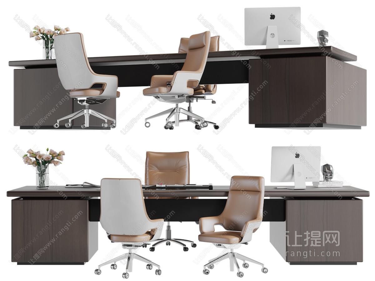 现代老板台、办公桌椅组合