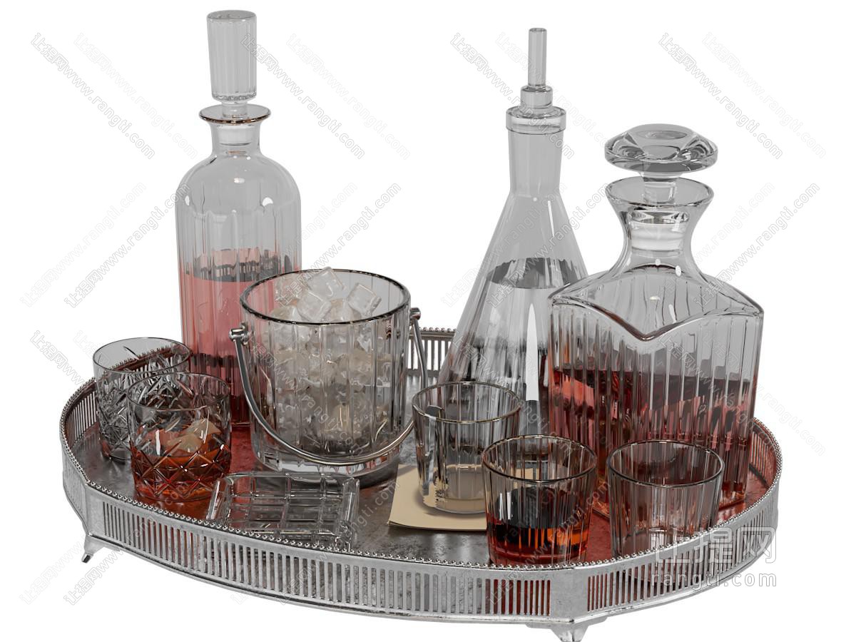 欧式托盘玻璃酒瓶酒杯
