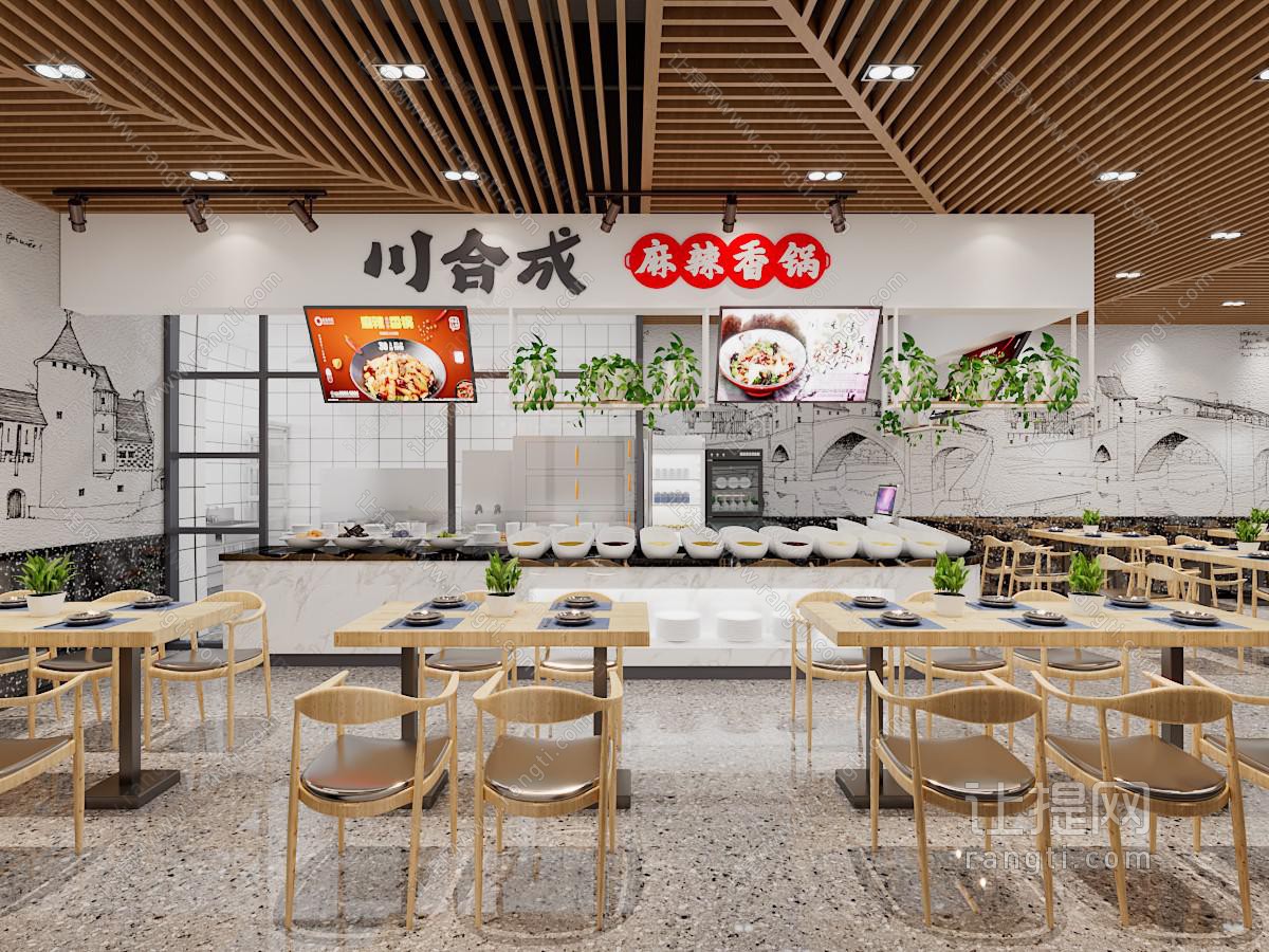 新中式饭店餐馆就餐区