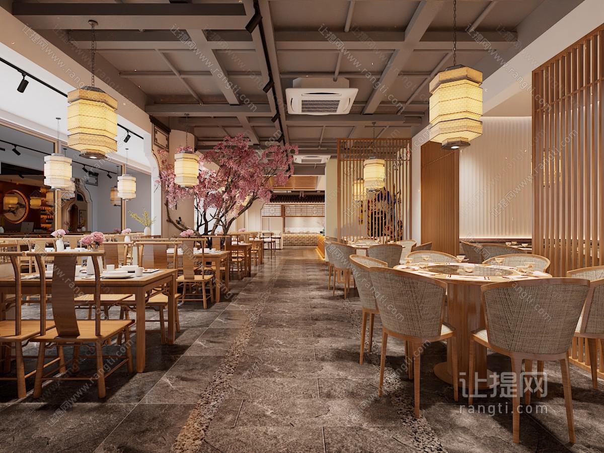 新中式饭店餐馆就餐区