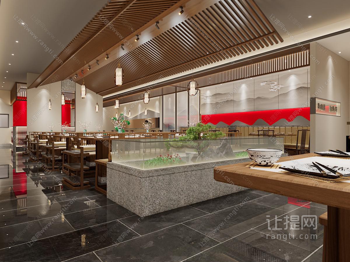 新中式饭店餐馆就餐区