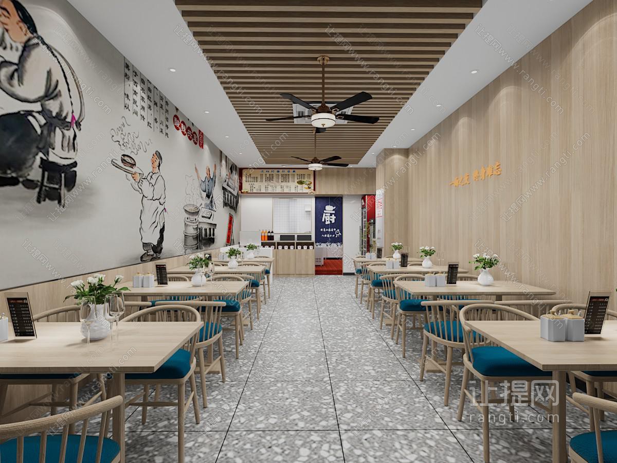 新中式饭店餐馆就餐区