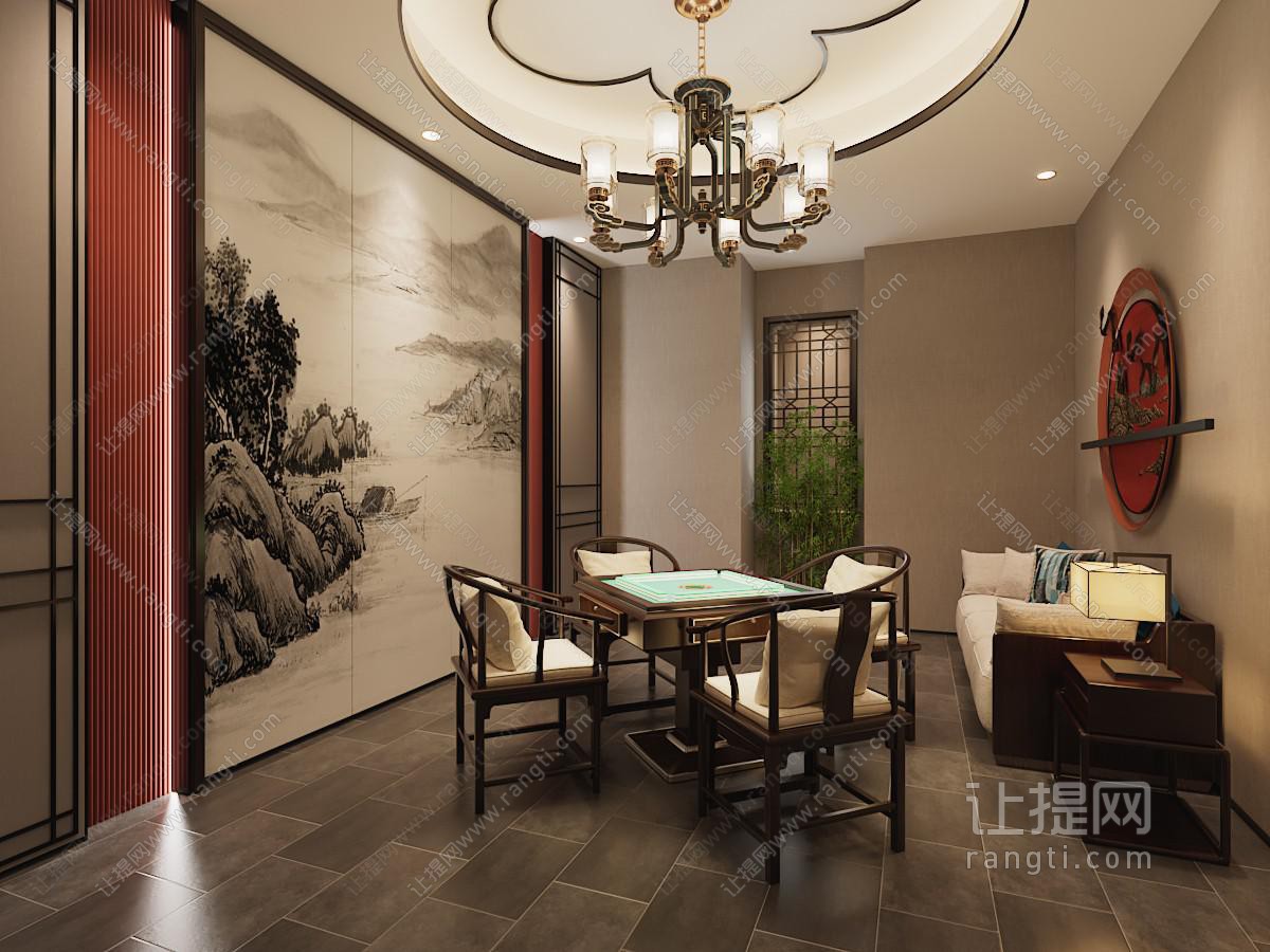 新中式麻将桌棋牌室