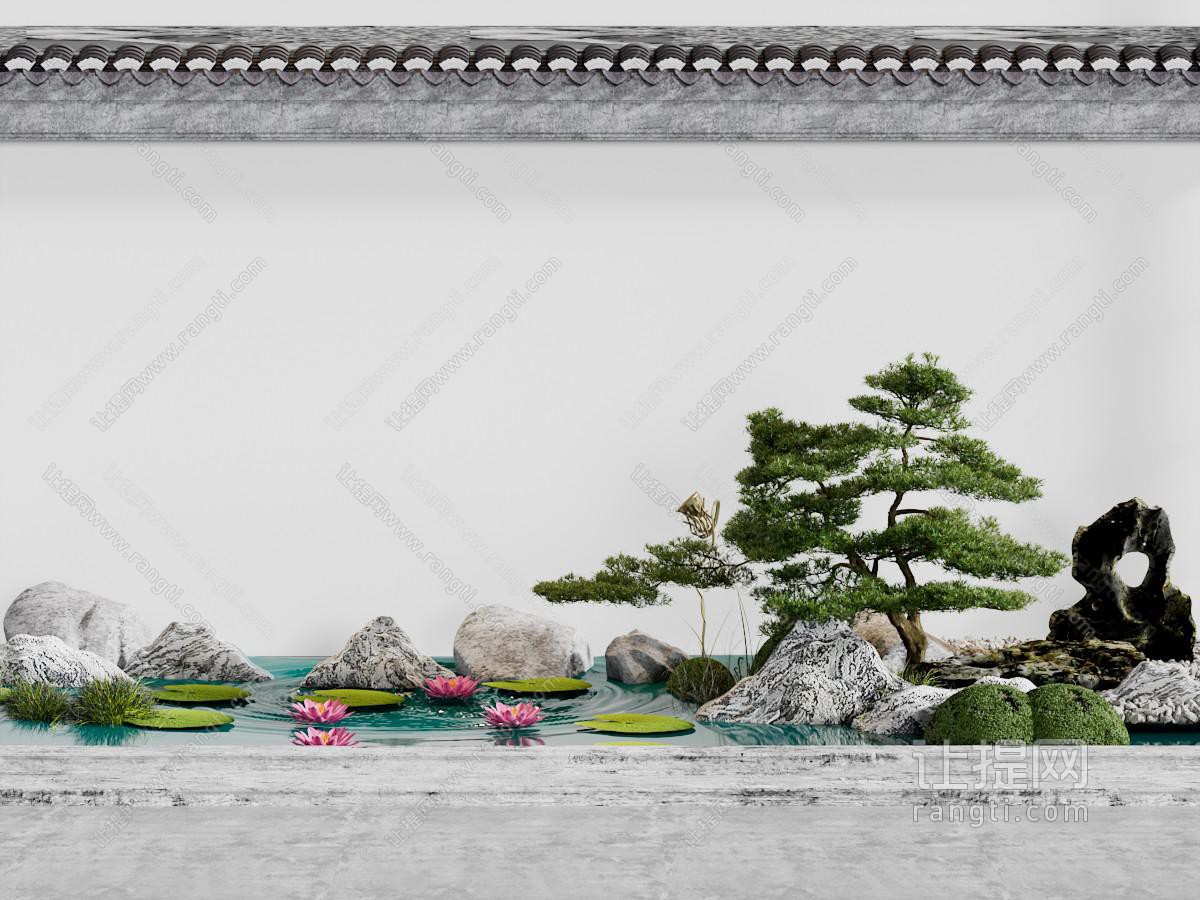 新中式水景景观园艺小品