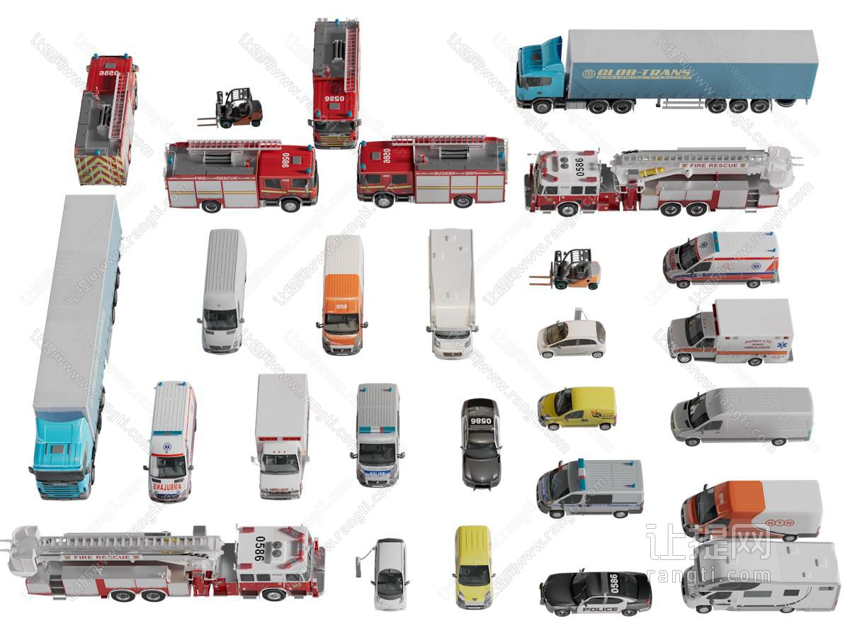 现代厢式卡车、消防车
