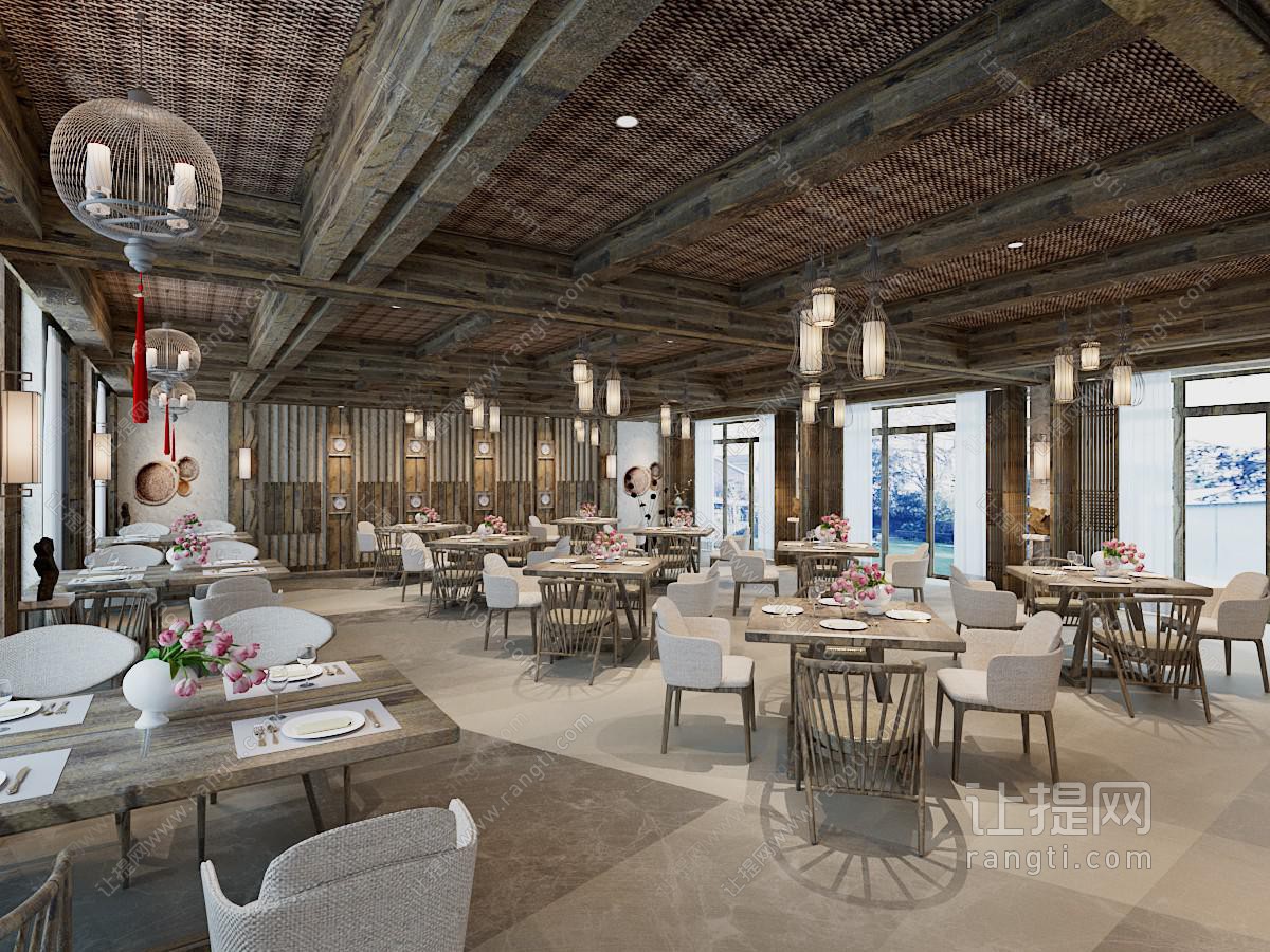 中式民宿饭店餐馆就餐区