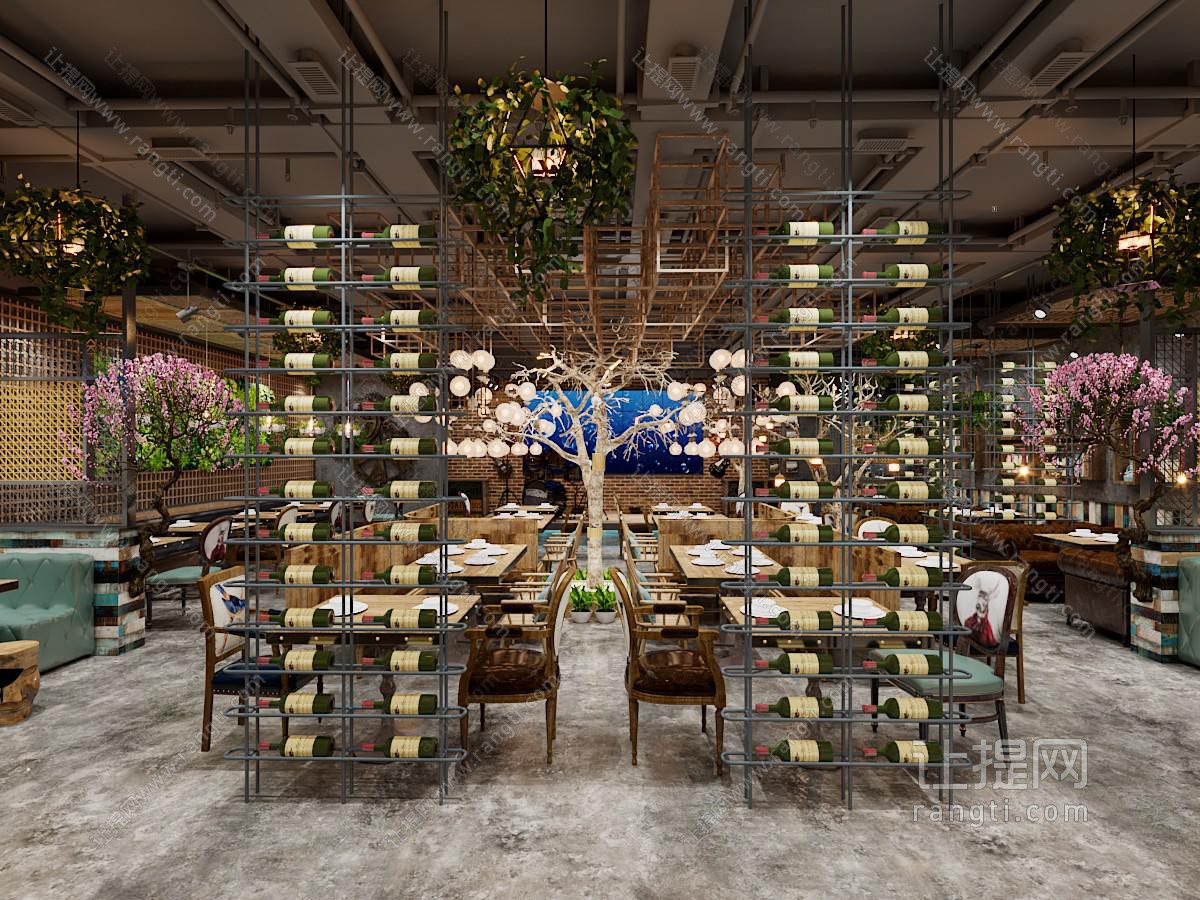 工业loft饭店餐馆就餐区