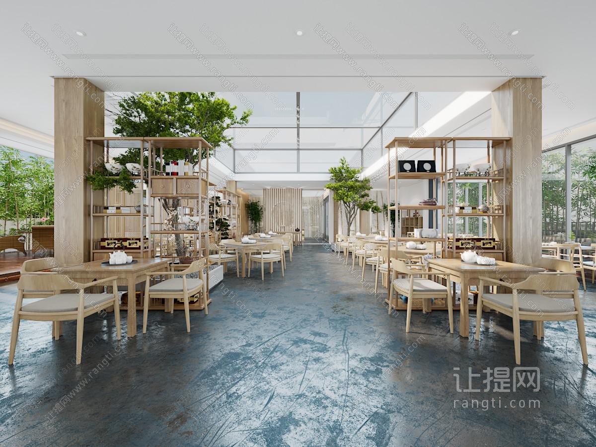 新中式饭店餐馆就餐区