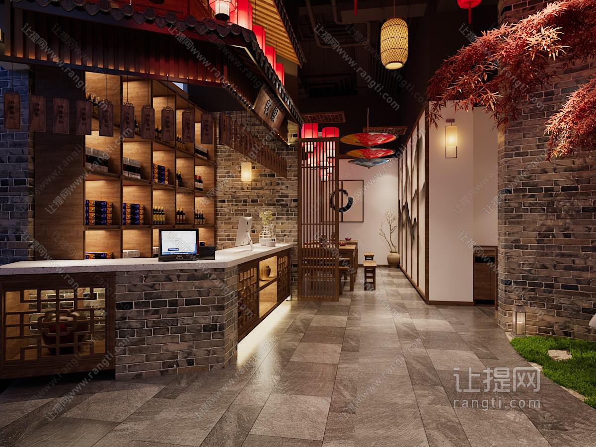工业loft饭店餐馆接待区