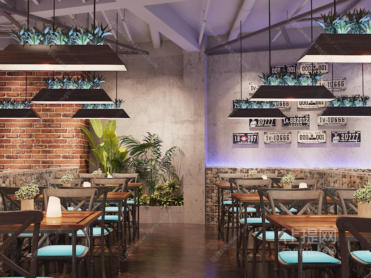 工业loft饭店餐馆就餐区