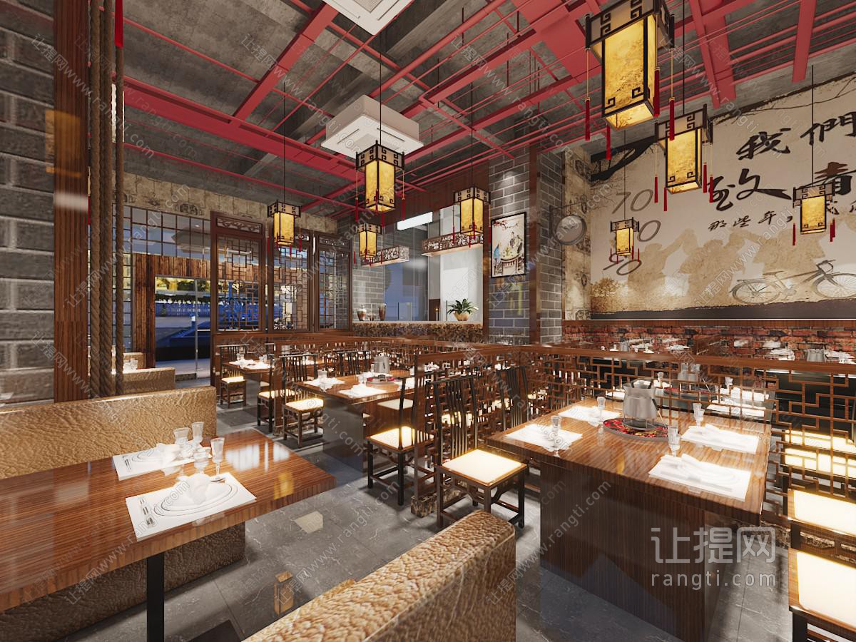 新中式饭店餐馆就餐区