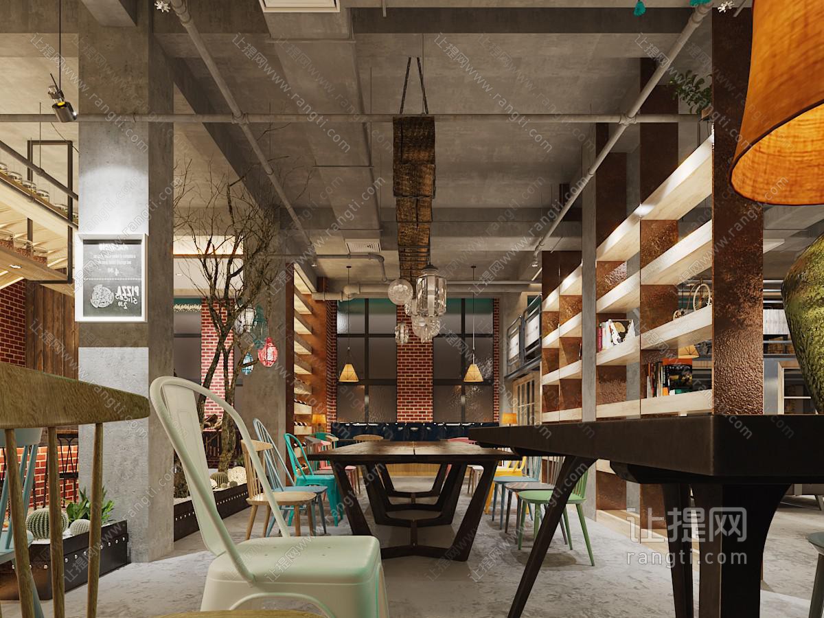 工业loft饭店餐馆就餐区