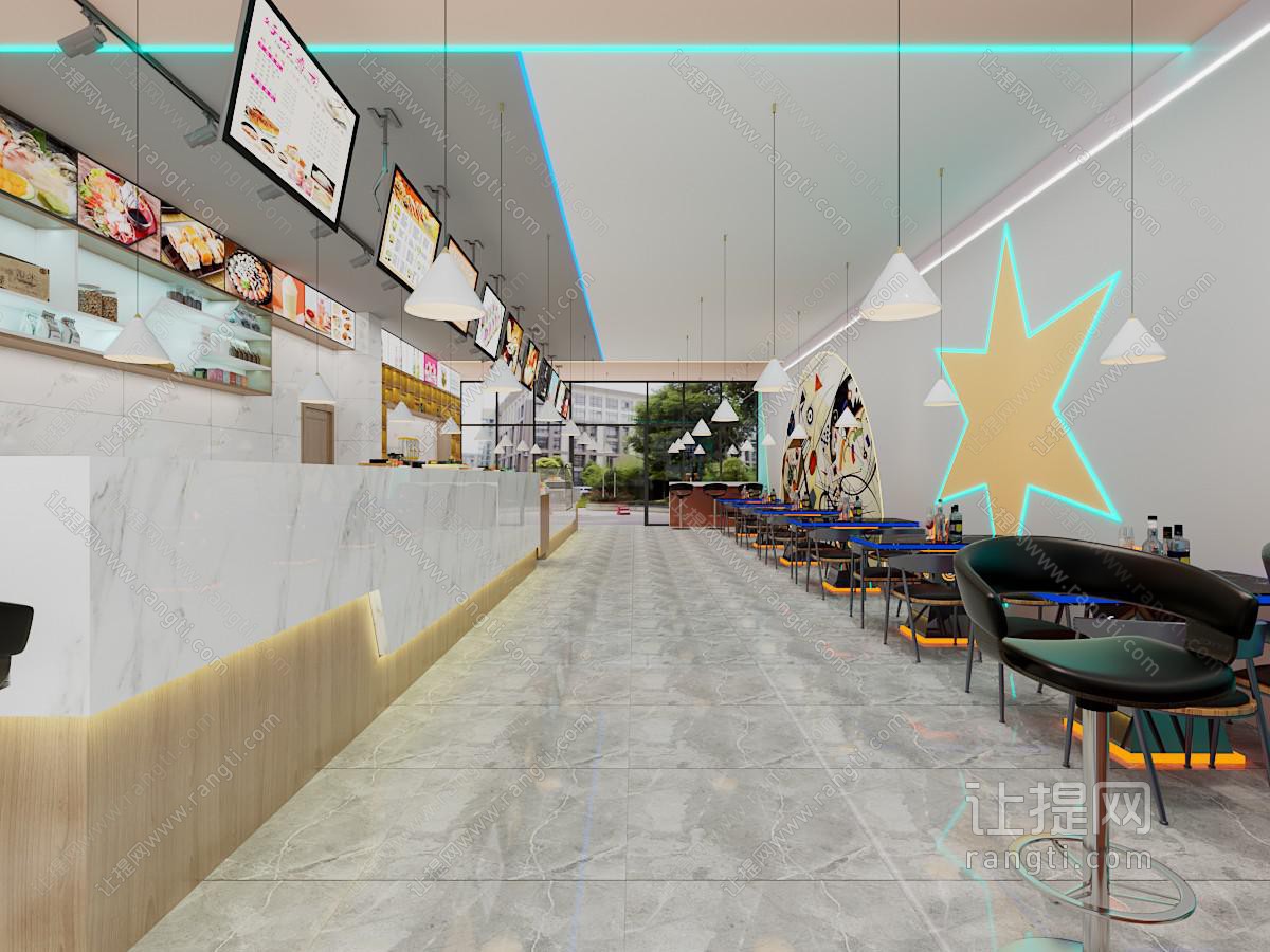 后现代饭店餐馆就餐区