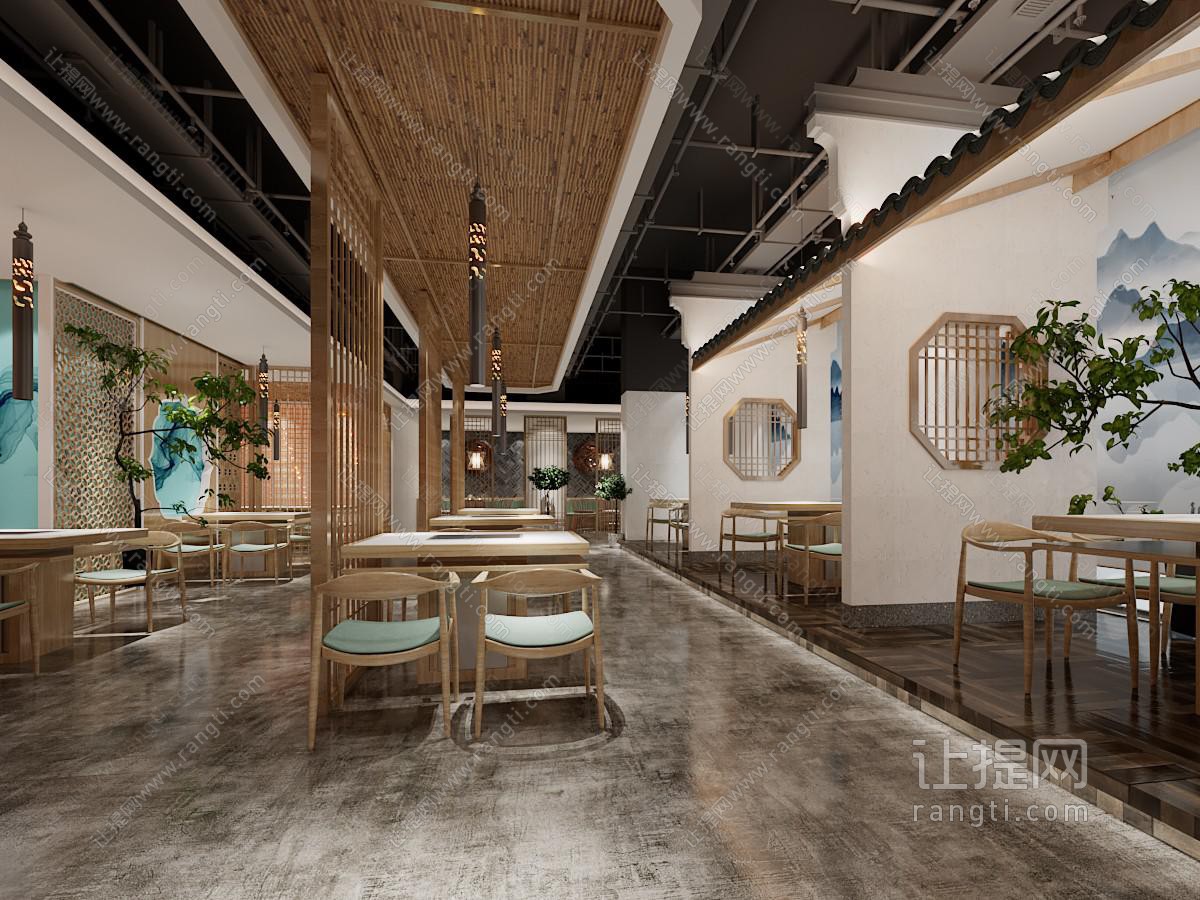 新中式饭店餐馆就餐区