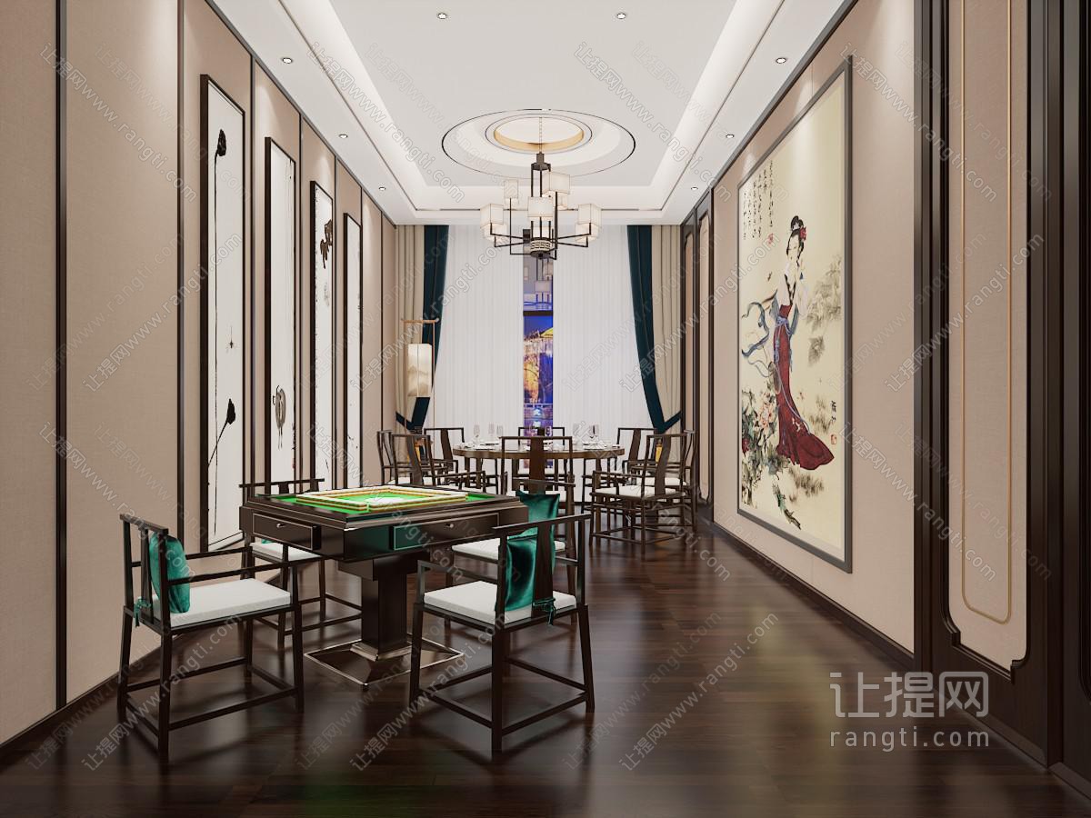 新中式棋牌室麻将室