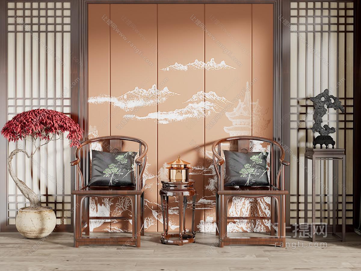 新中式扶手椅子、太师椅