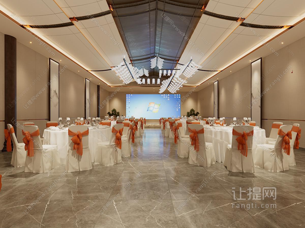 新中式酒店宴客厅、就餐区