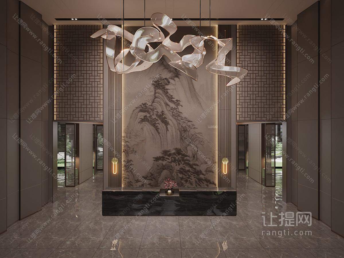 新中式大堂前台接待区