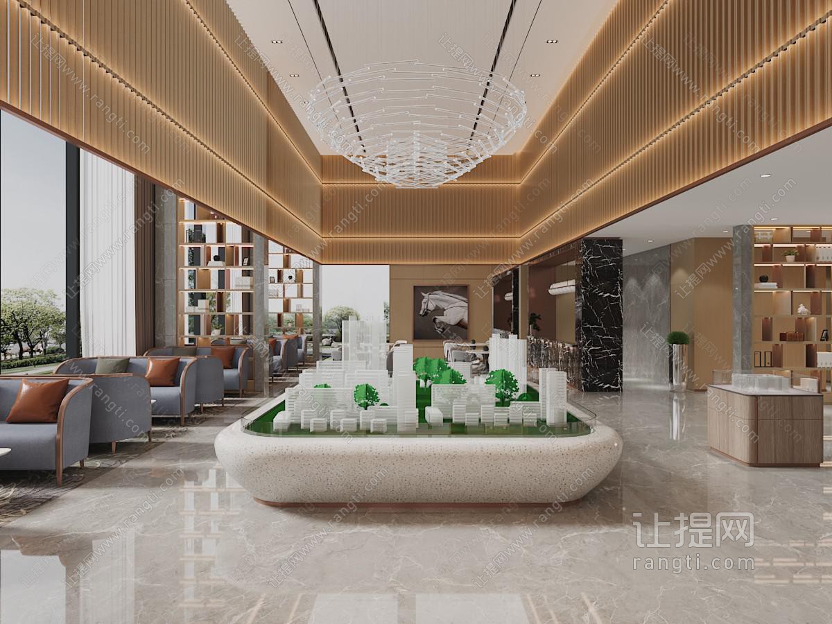 现代售楼处大堂前台接待区