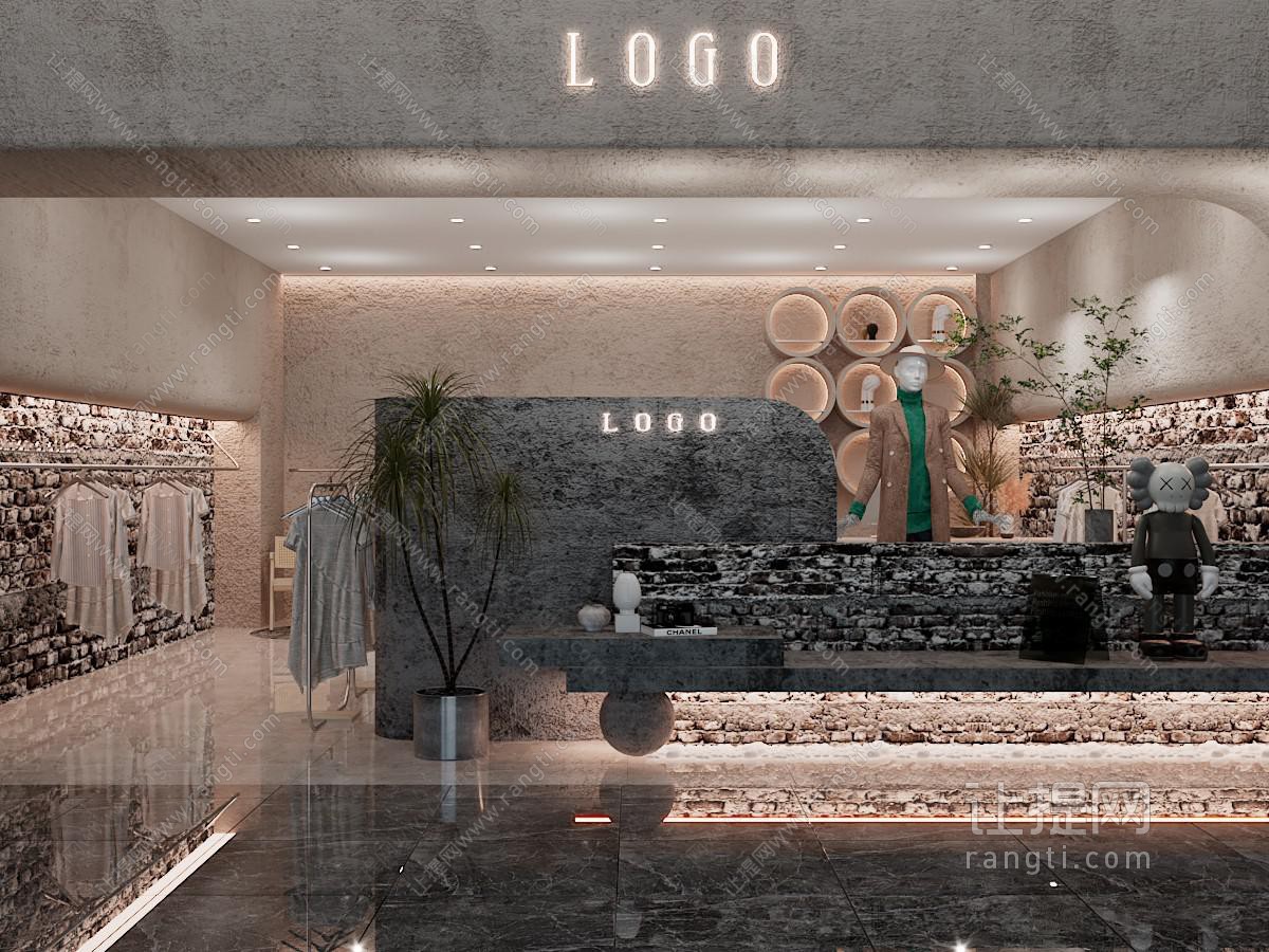 工业loft服装店门头