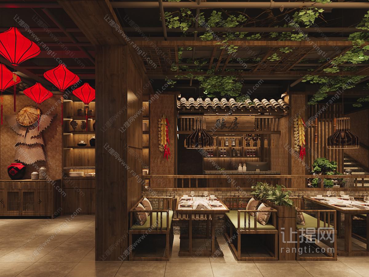 中式民宿饭店餐馆就餐区