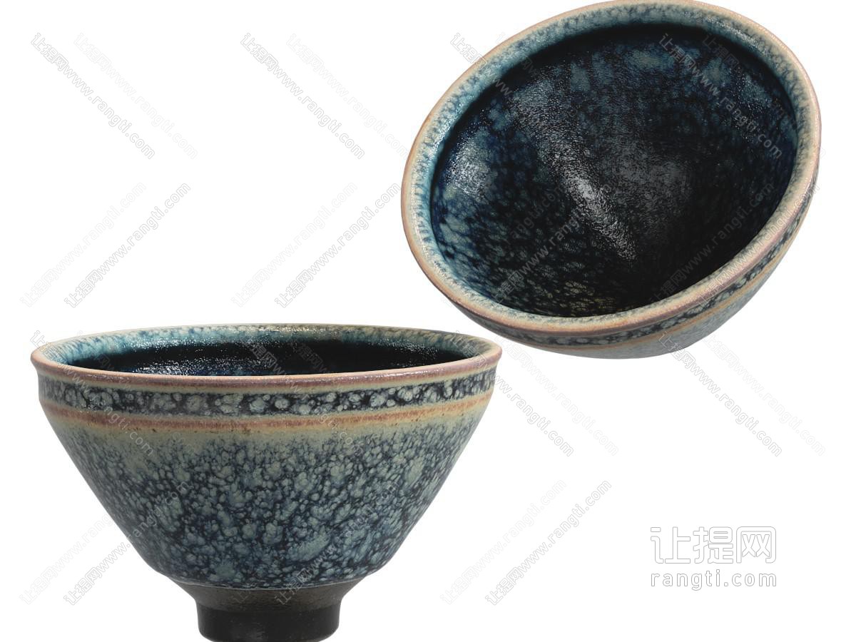 中式粗陶茶杯