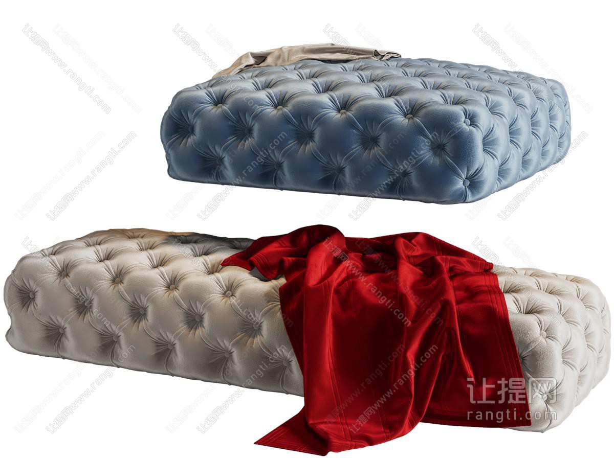 简欧长方形软包凳子