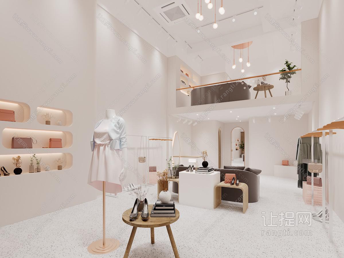 现代轻奢女装专卖店、服装店