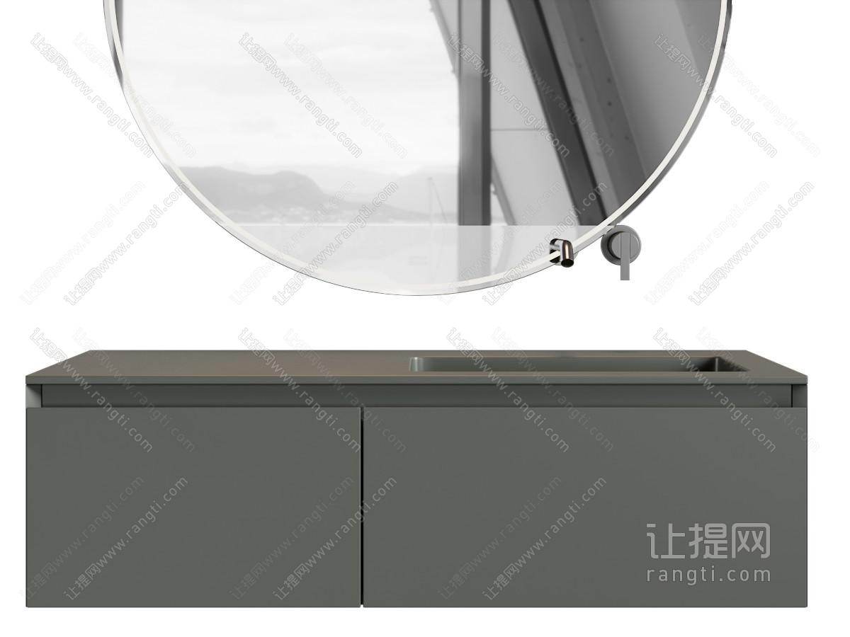 现代带收纳柜的悬挂式洗手台