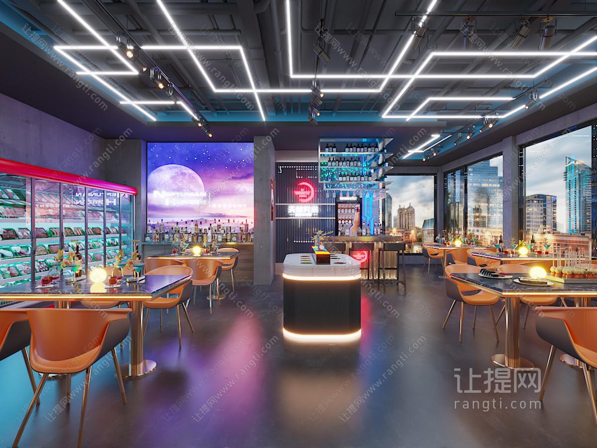 现代轻奢饭店餐馆就餐区