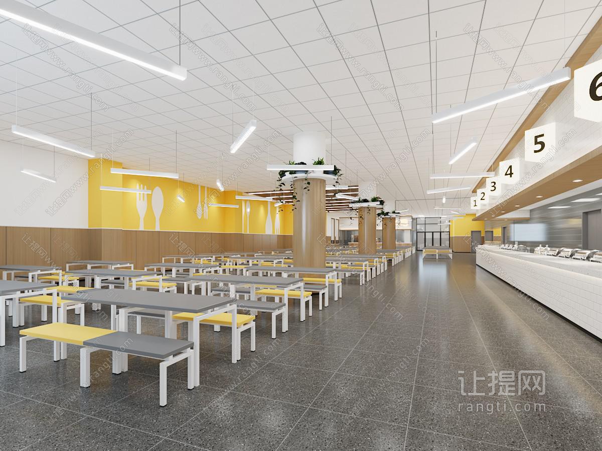 现代食堂大堂就餐区