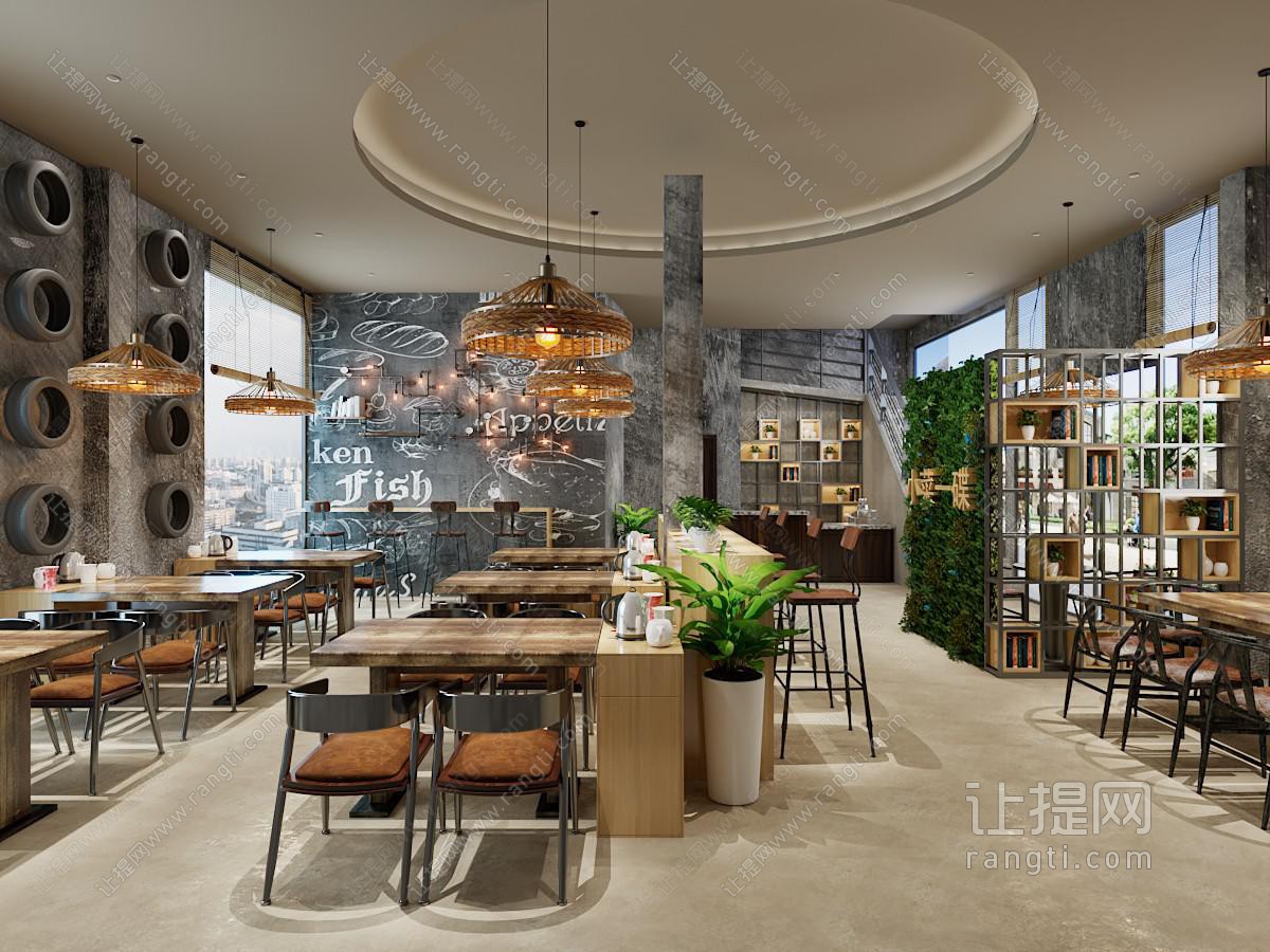 工业loft饭店餐馆就餐区
