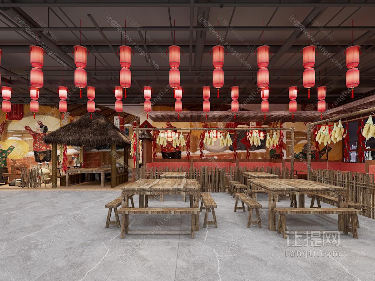 现代民宿饭店餐馆就餐区