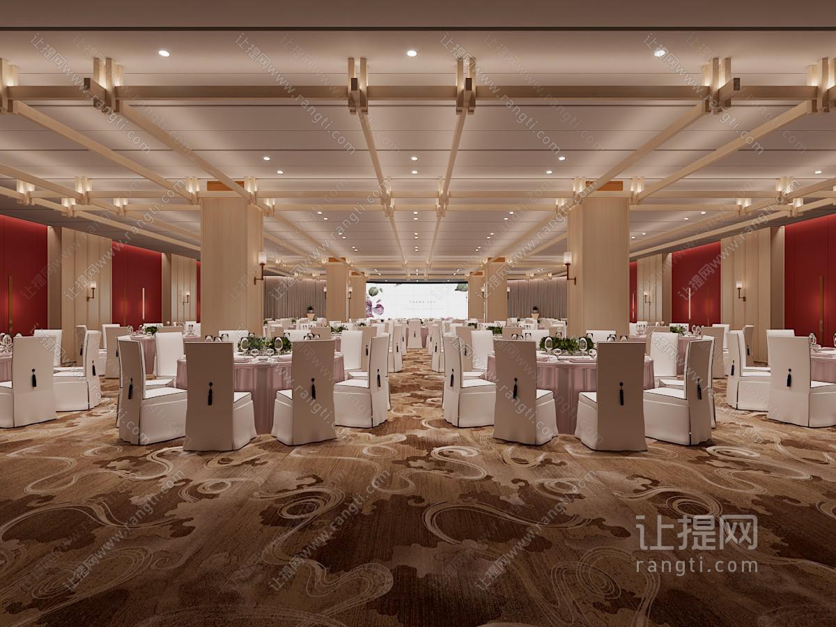 新中式酒店婚庆宴客厅、就餐区