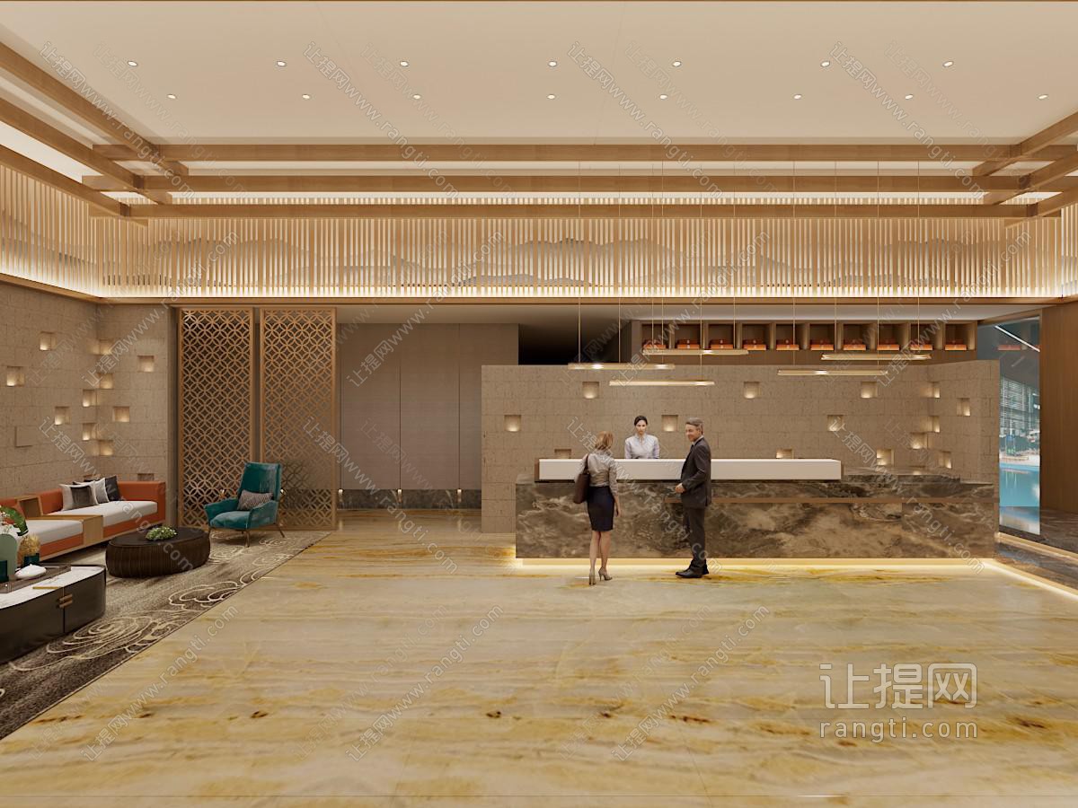 新中式大堂前台接待区