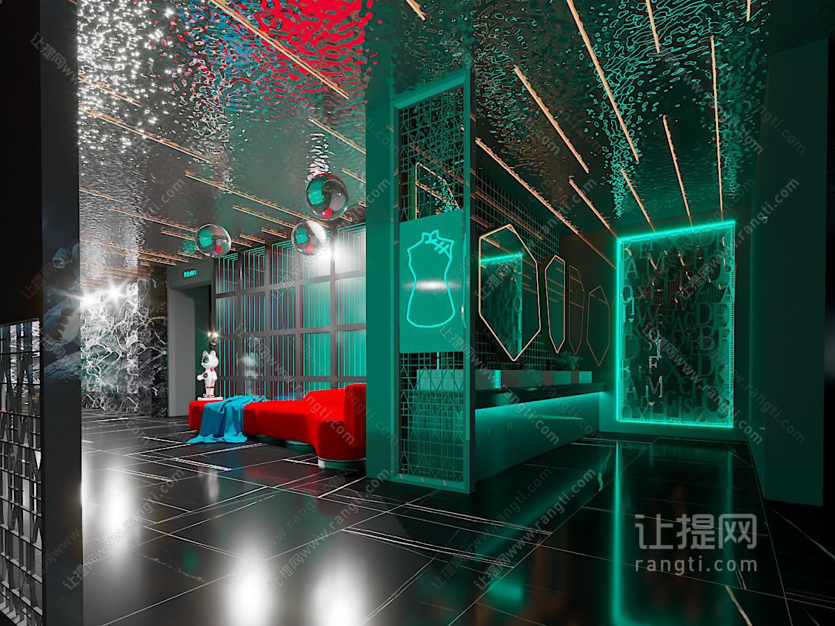 后现代酒吧卫生间、过道