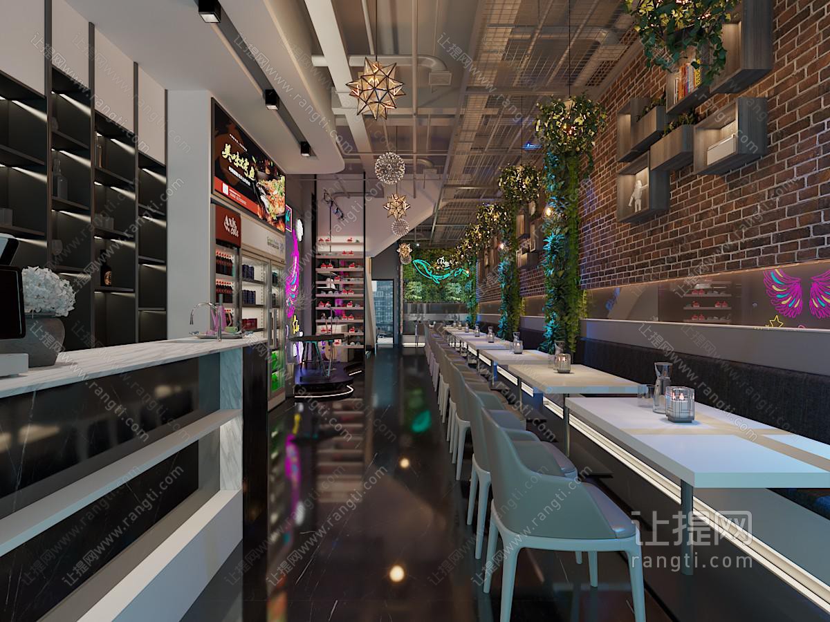工业loft饭店餐馆烧烤店就餐区