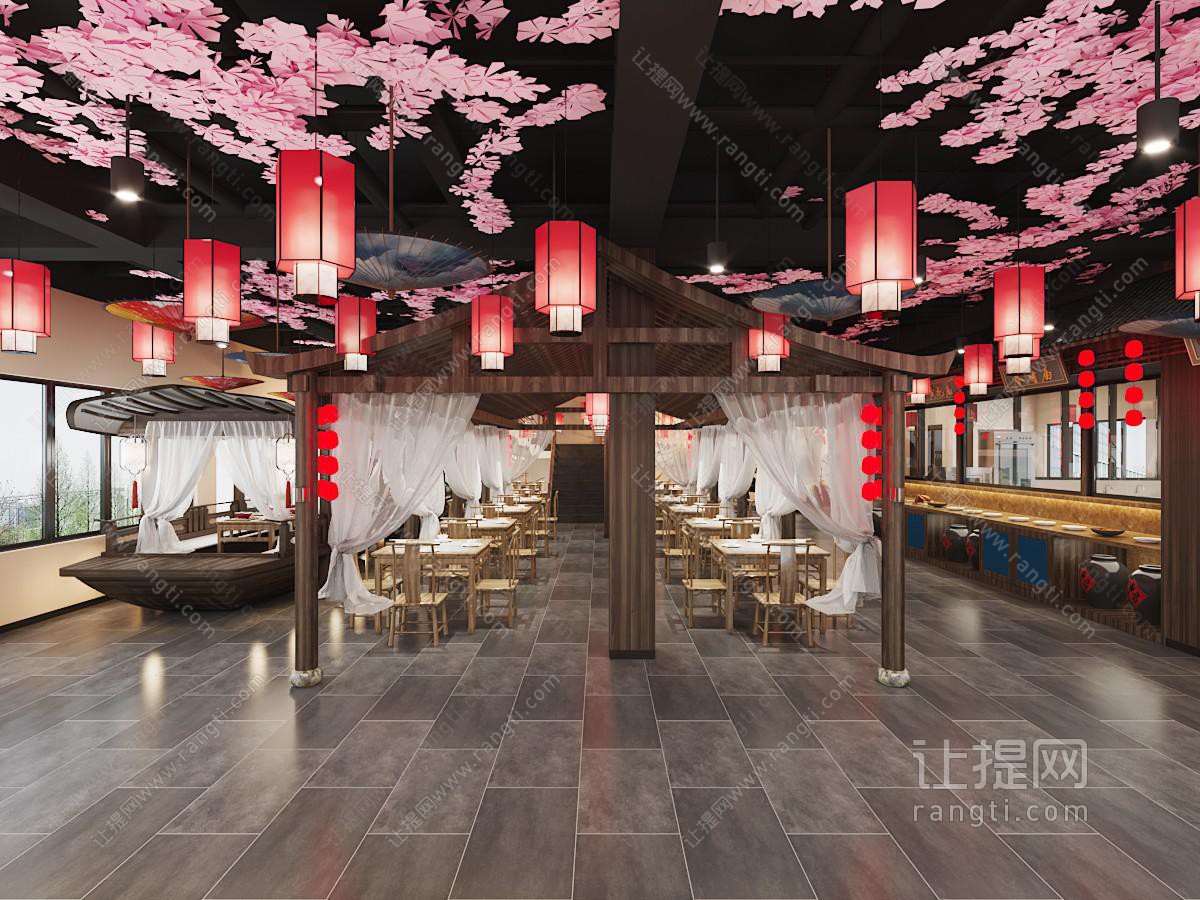 新中式自助餐饭店餐馆就餐区